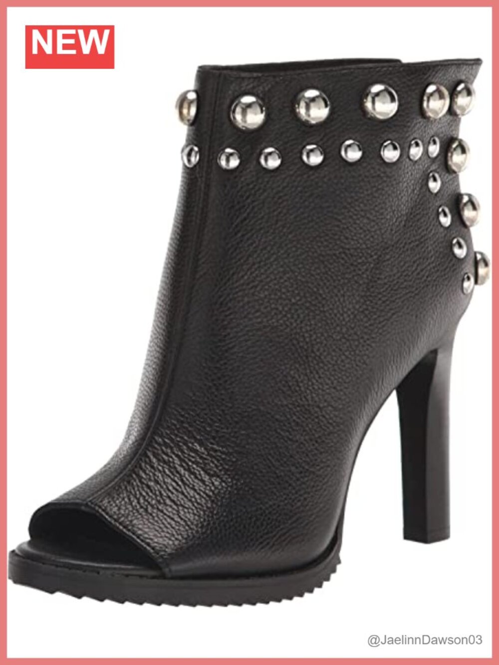 Karl Lagerfeld Women's Bonnie Peep Toe Bootie Stacked Heel Leather